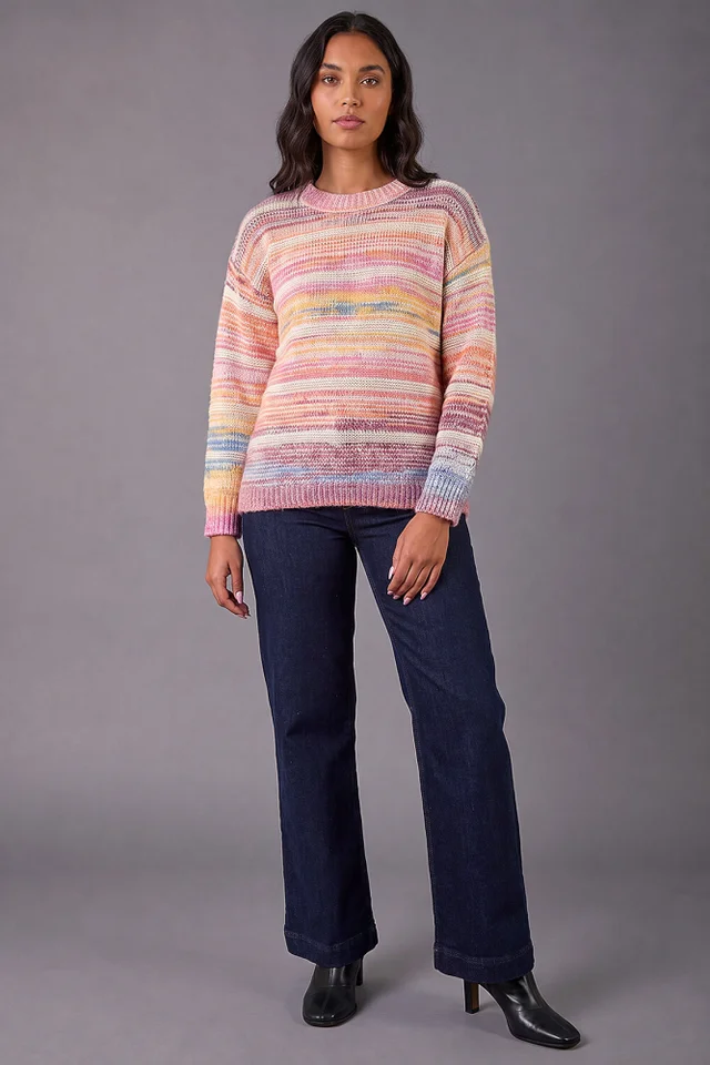 Roman Pink Fluffy Stripe Knit