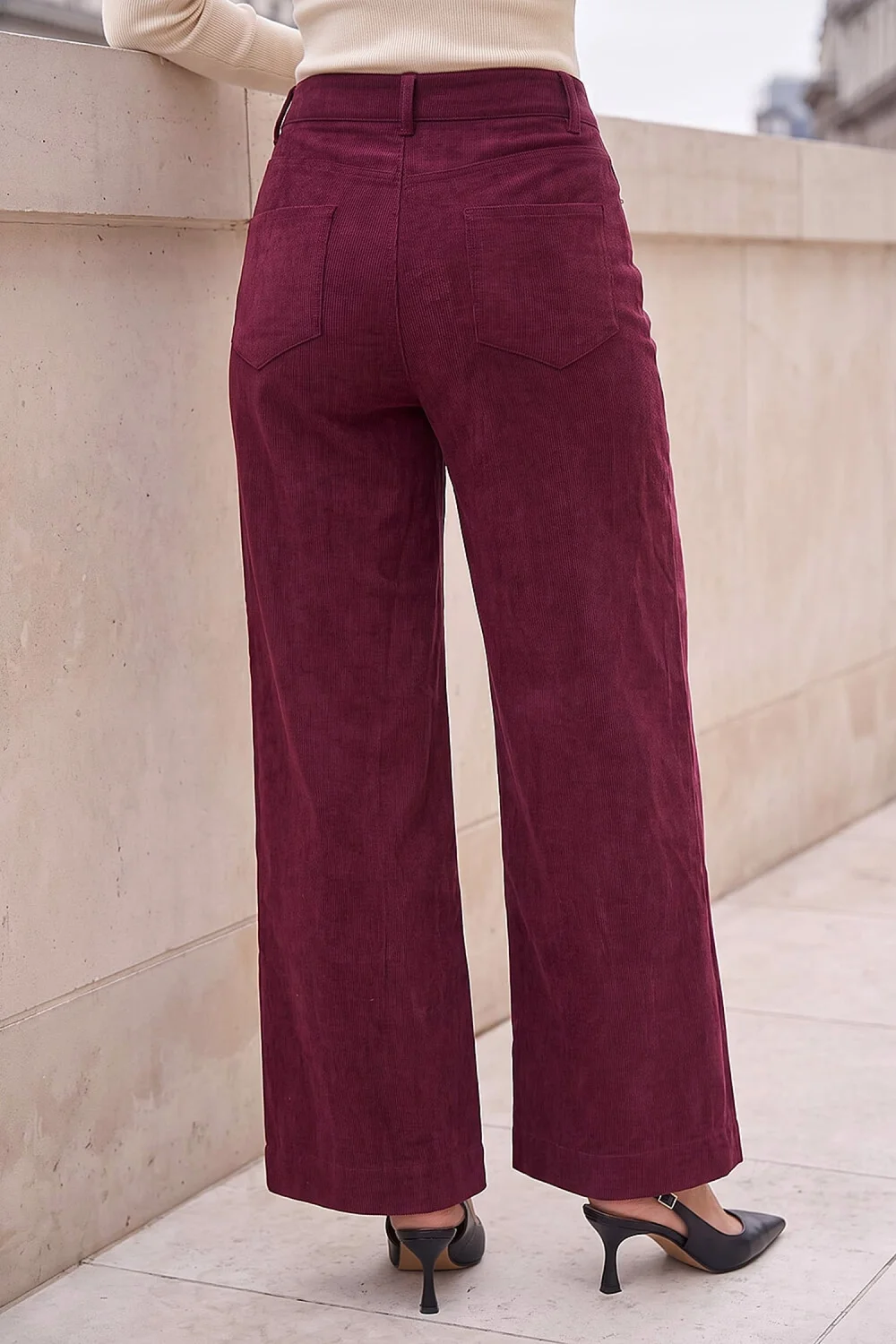 Roman Wine Corduroy Wide Leg Trouser - 10 Image 3