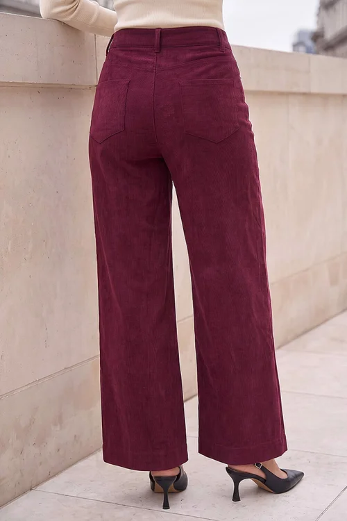 Roman Wine Corduroy Wide Leg Trouser - 10 Image 3