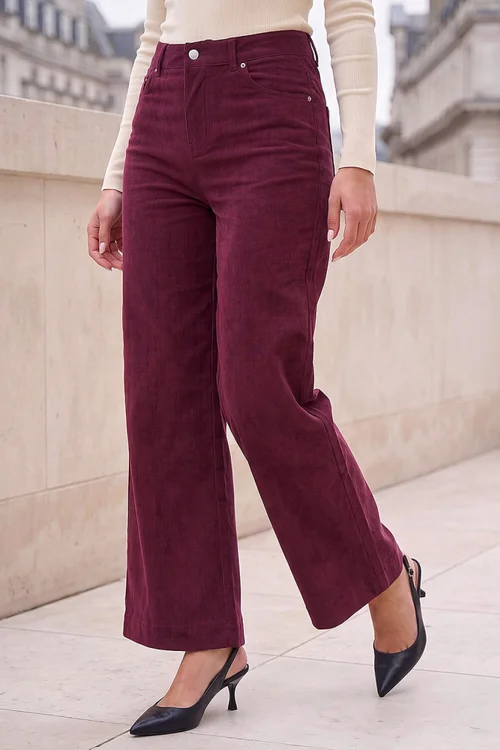 Roman Wine Corduroy Wide Leg Trouser - 10 Image 1