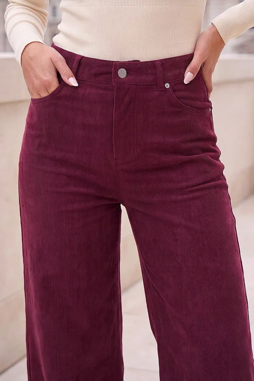 Roman Wine Corduroy Wide Leg Trouser - 10 Image 4