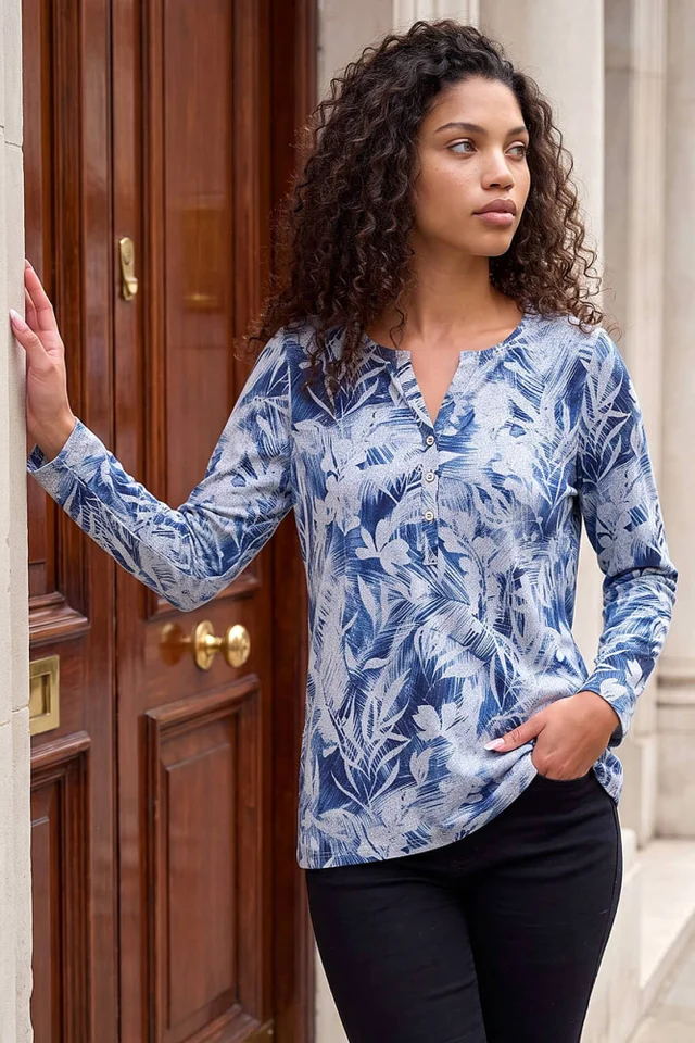 Roman Navy Petite Marl Jersey Top