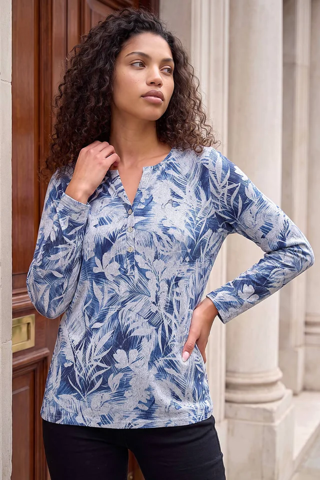 Roman Navy Petite Marl Jersey Top