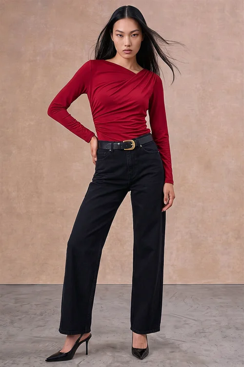 Roman Wine Asymm Slinky Top - 14 Image 2