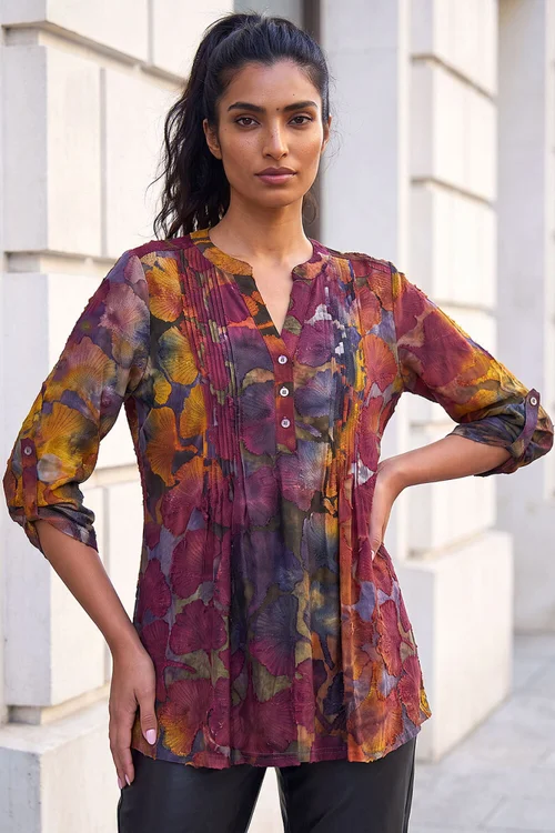 Roman Rust Burnout Pintuck Shirt - 10 Image 1