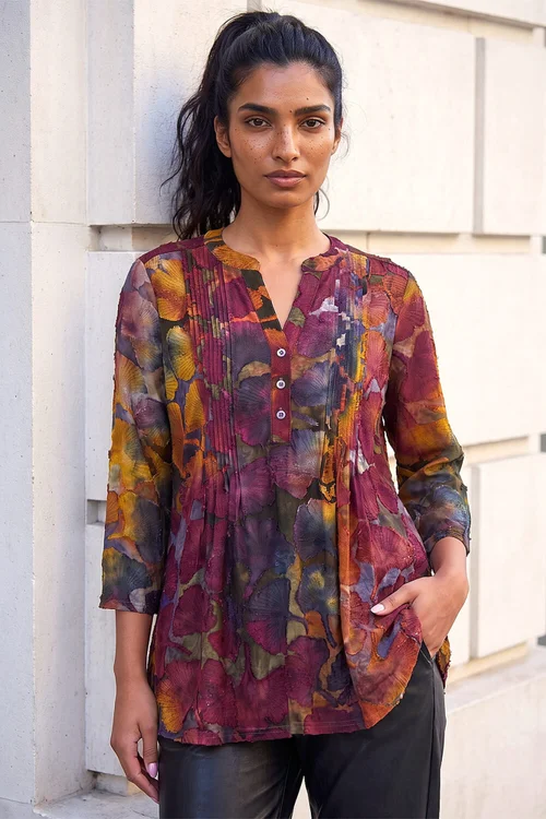 Roman Rust Burnout Pintuck Shirt - 10 Image 2