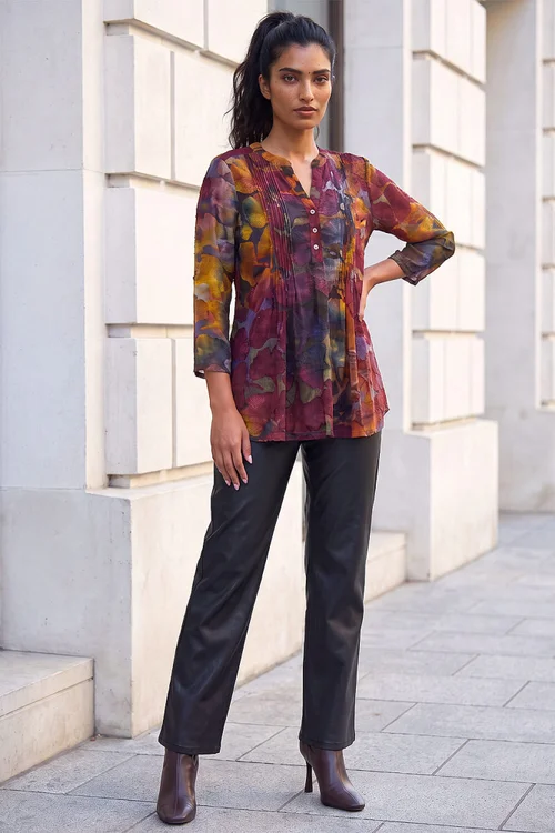 Roman Rust Burnout Pintuck Shirt - 10 Image 3
