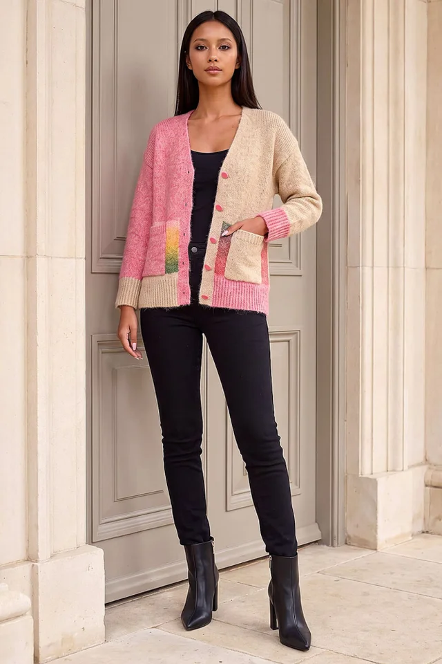 Roman Pink Petite Pocket Cardigan