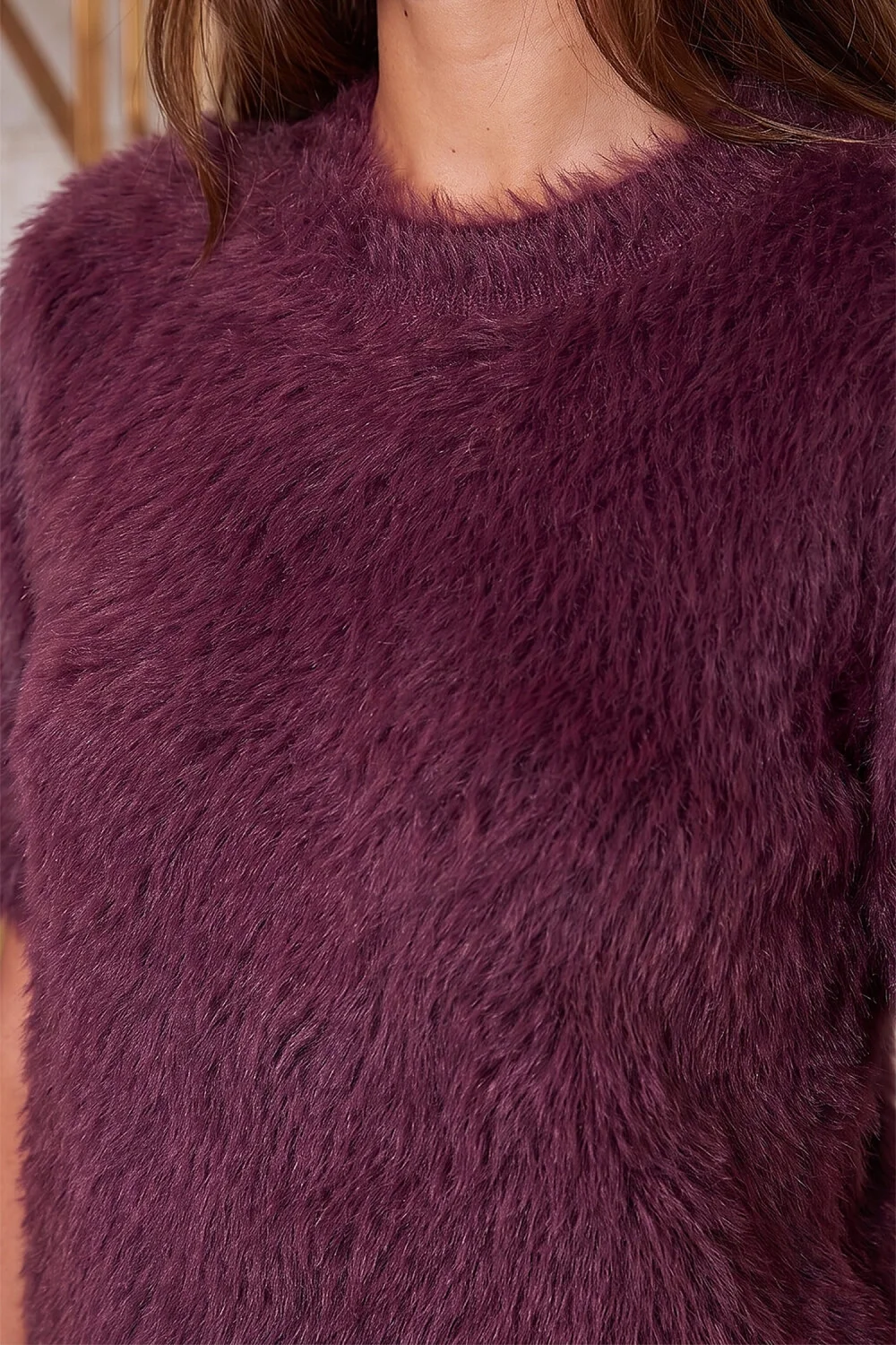 Roman Wine Fluffy Short Sleeve Top - 14 Image 4