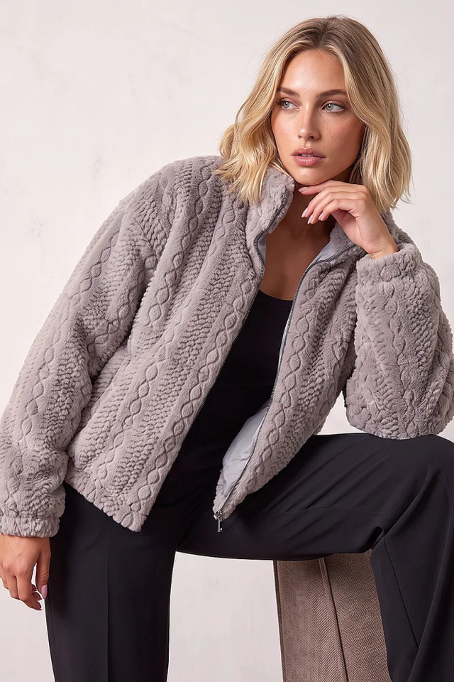 Dusk Grey Padded Fleece Coat