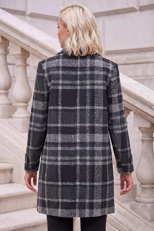 Roman Grey Petite Funnel Neck Double Breasted Coat - 18 Image 3