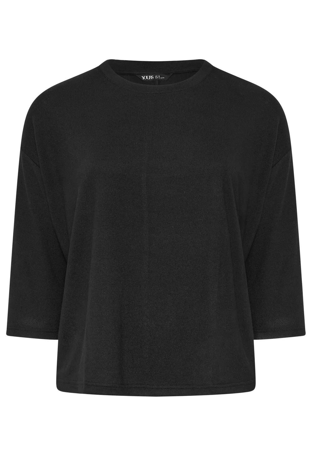 Yours Curve Black Soft Touch Crew Neck Top - 18 Image 1