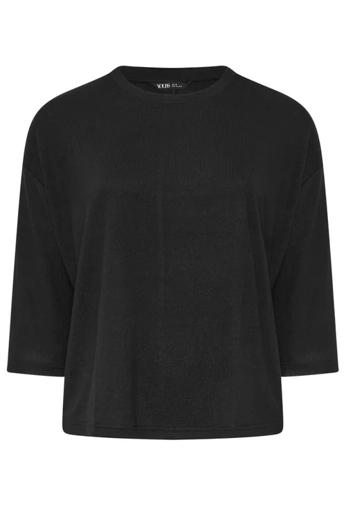 Yours Curve Black Soft Touch Crew Neck Top - 18 Image 1