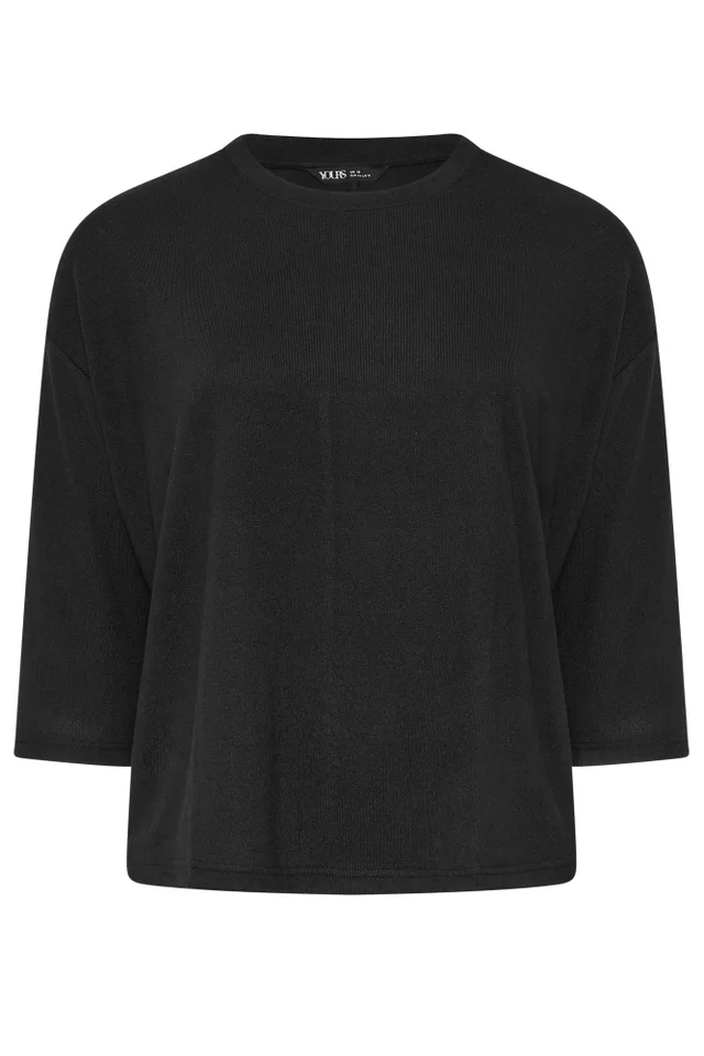 Yours Curve Black Soft Touch Crew Neck Top