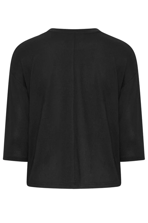 Yours Curve Black Soft Touch Crew Neck Top - 18 Image 2