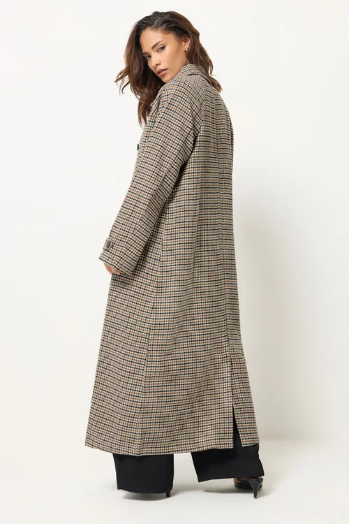 PixieGirl Petite Brown Check Maxi Coat - 18 Image 4