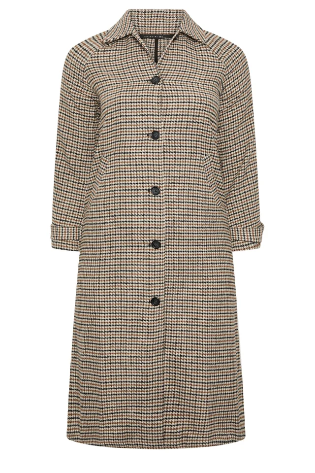 PixieGirl Petite Brown Check Maxi Coat