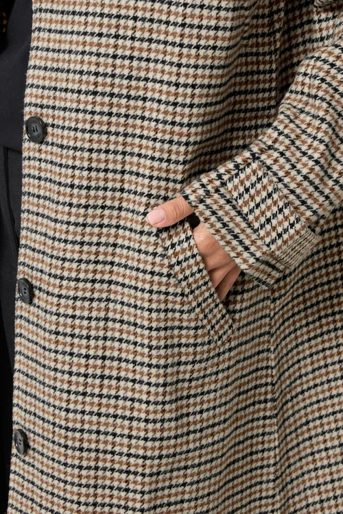 PixieGirl Petite Brown Check Maxi Coat - 18 Image 5