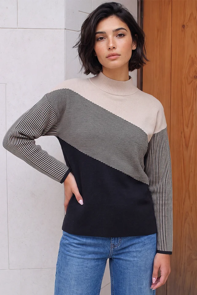 Roman Black Petite Contrast Jumper