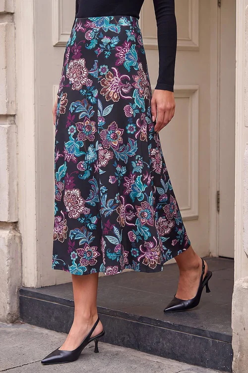 Roman Black Floral Paisley Skirt - 14 Image 1