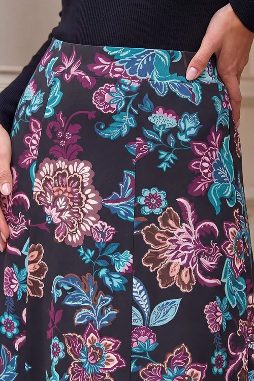 Roman Black Floral Paisley Skirt - 14 Image 4