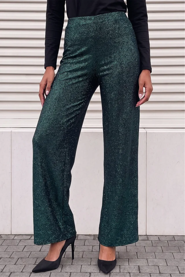 Roman Dark Green Shimmer Stretch Trouser