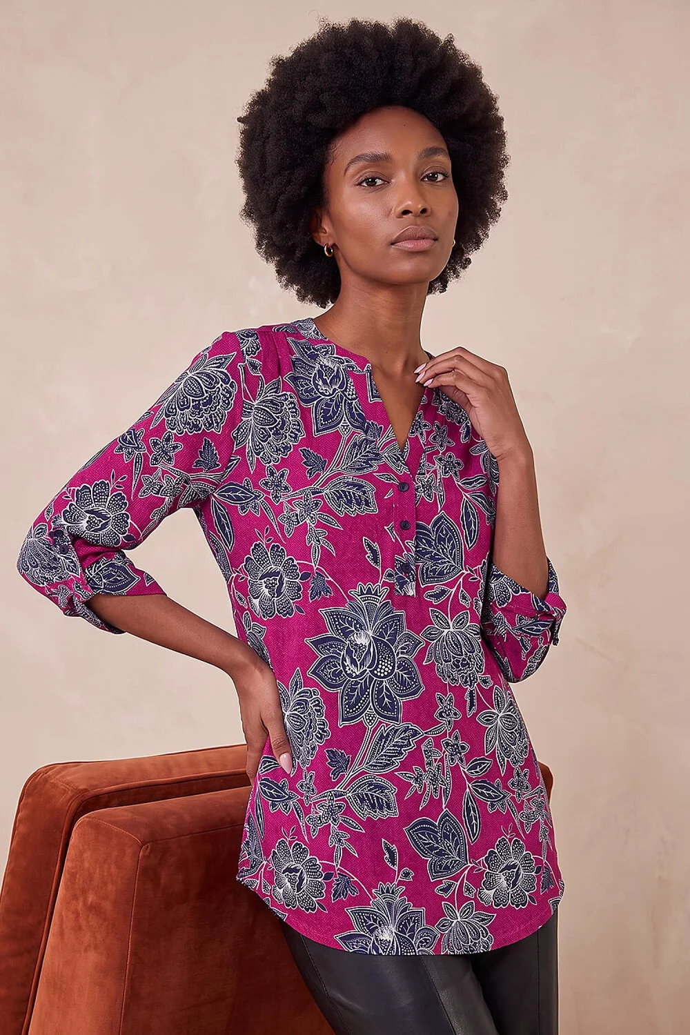 Roman Pink Floral Puff Print Jersey Shirt - 20 Image 3