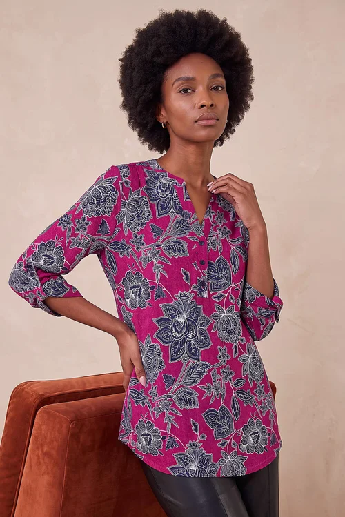 Roman Pink Floral Puff Print Jersey Shirt - 20 Image 3