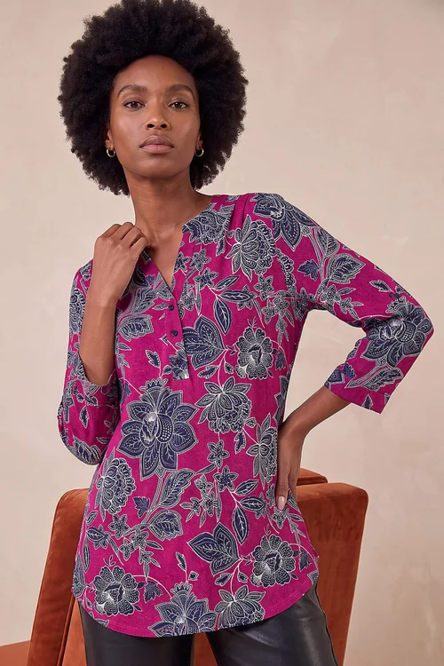 Roman Pink Floral Puff Print Jersey Shirt - 20 Image 1