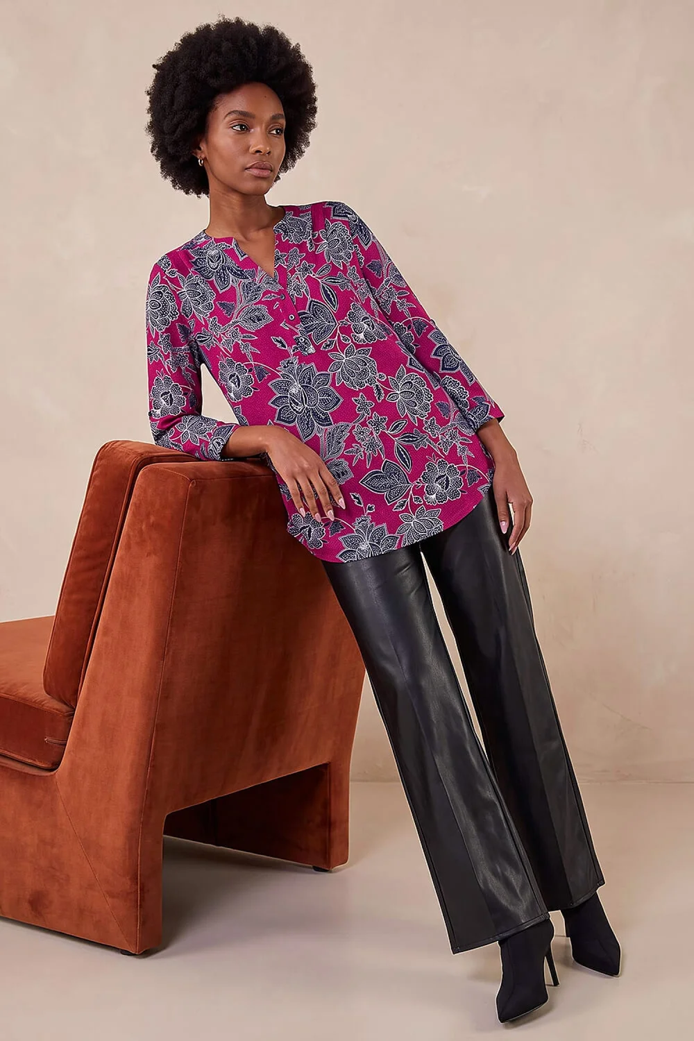 Roman Pink Floral Puff Print Jersey Shirt - 20 Image 2