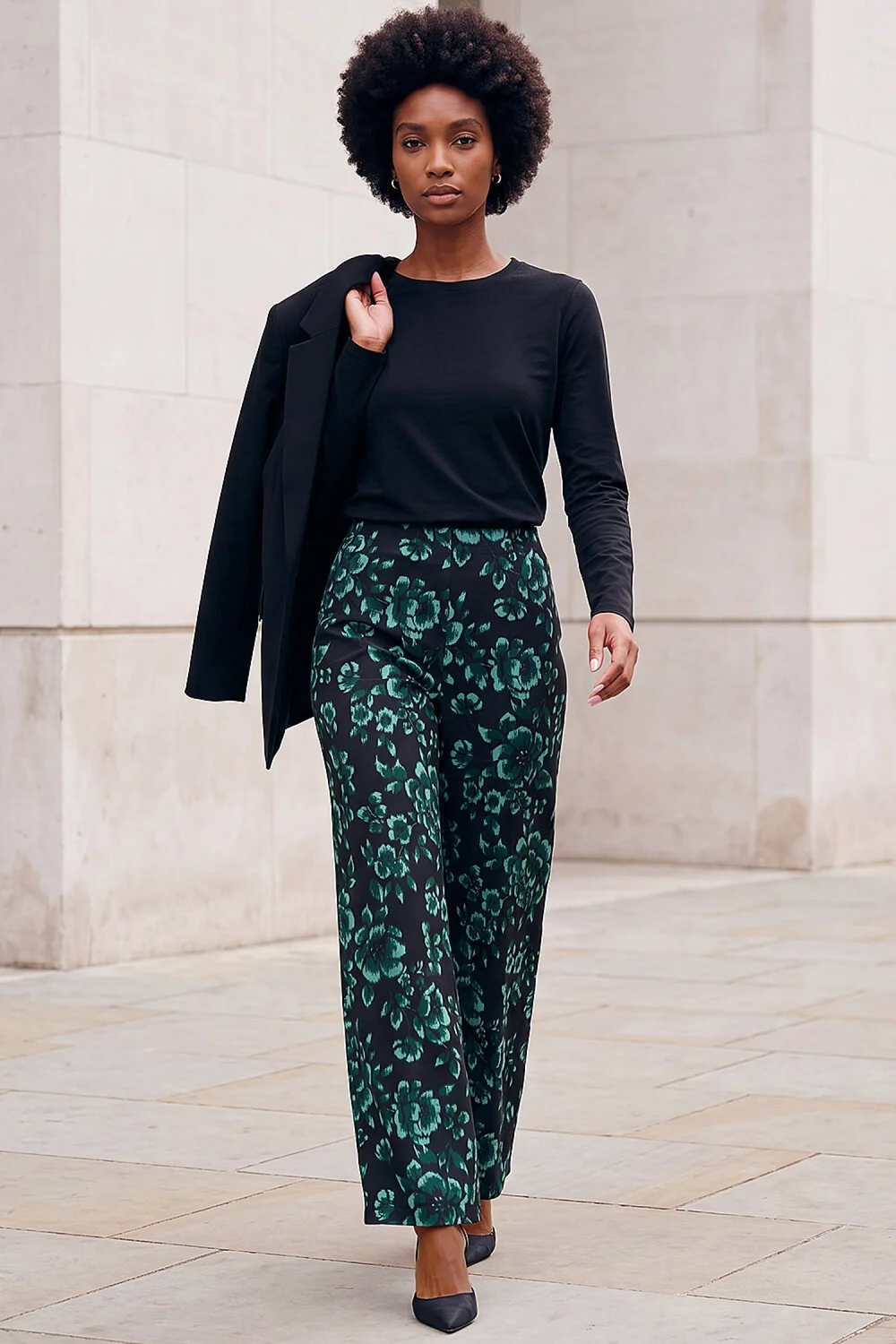Roman Dark Green Floral Print Trouser - 18 Image 2