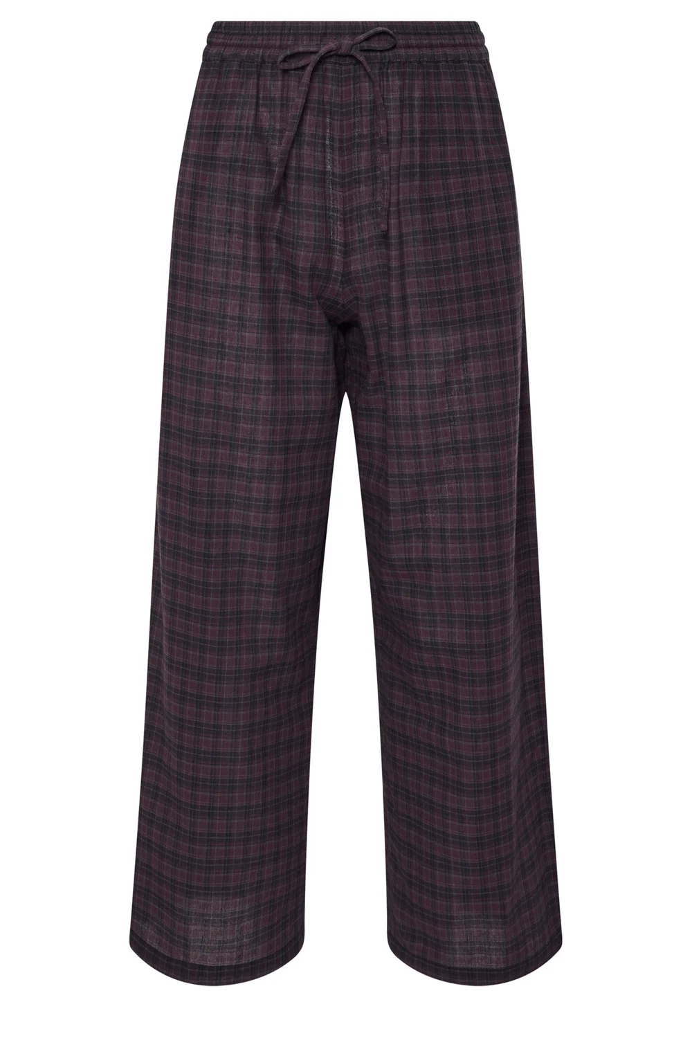 PixieGirl Petite Burgundy Red Brushed Check Wide Leg Trousers - 6 Image 1