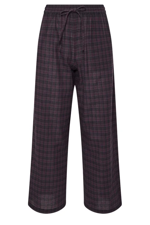 PixieGirl Petite Burgundy Red Brushed Check Wide Leg Trousers - 6 Image 1