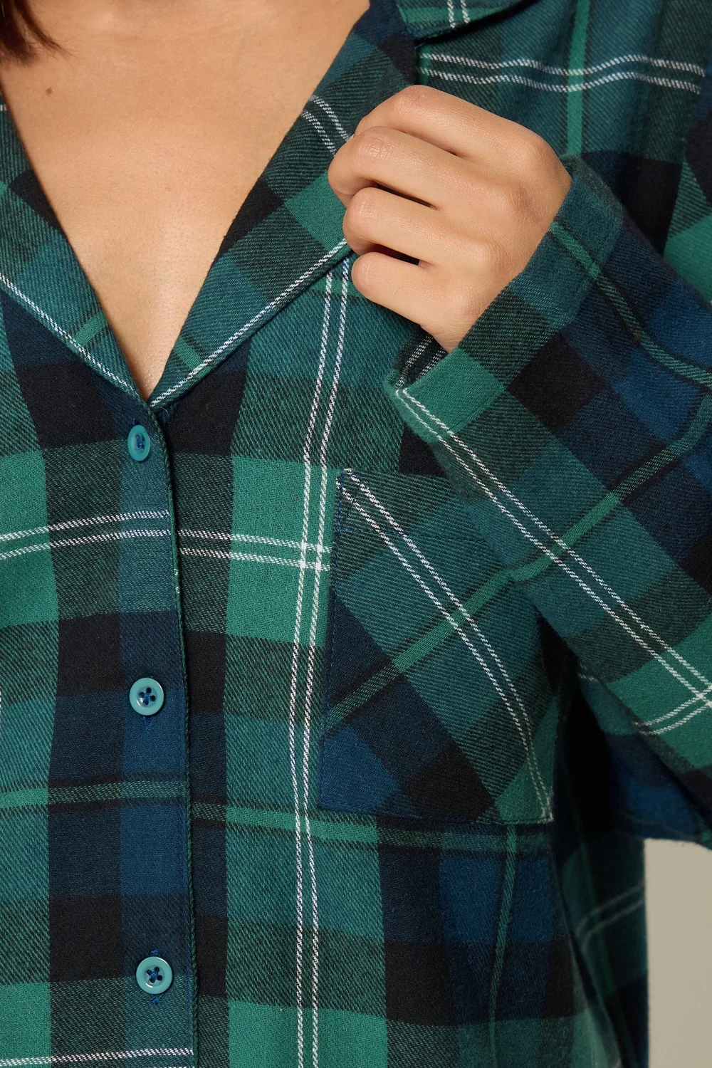 PixieGirl Petite Green Check Long Sleeve Cotton Pyjamas - 6-8 Image 4