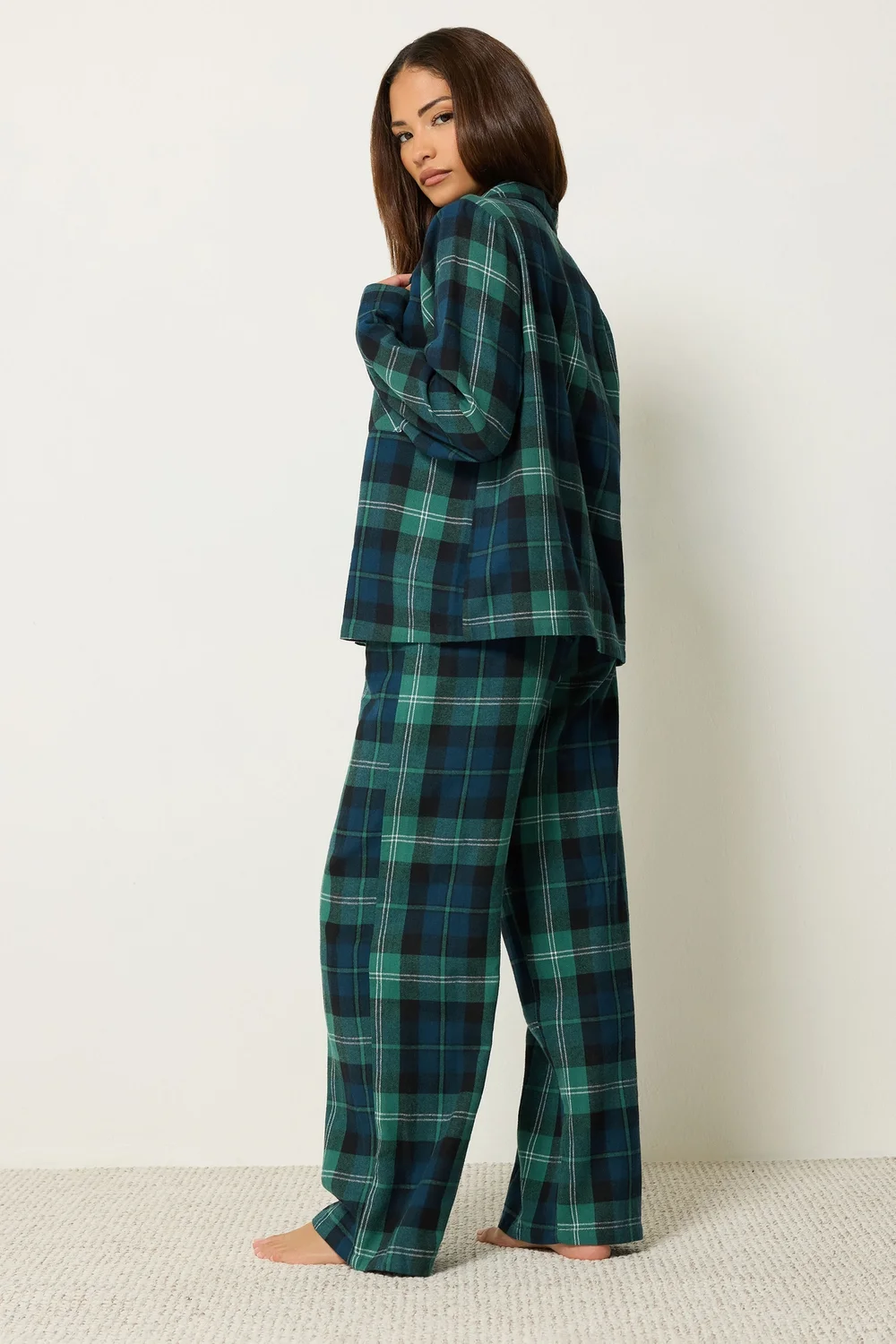 PixieGirl Petite Green Check Long Sleeve Cotton Pyjamas - 6-8 Image 3