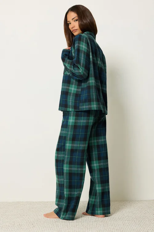 PixieGirl Petite Green Check Long Sleeve Cotton Pyjamas - 6-8 Image 3