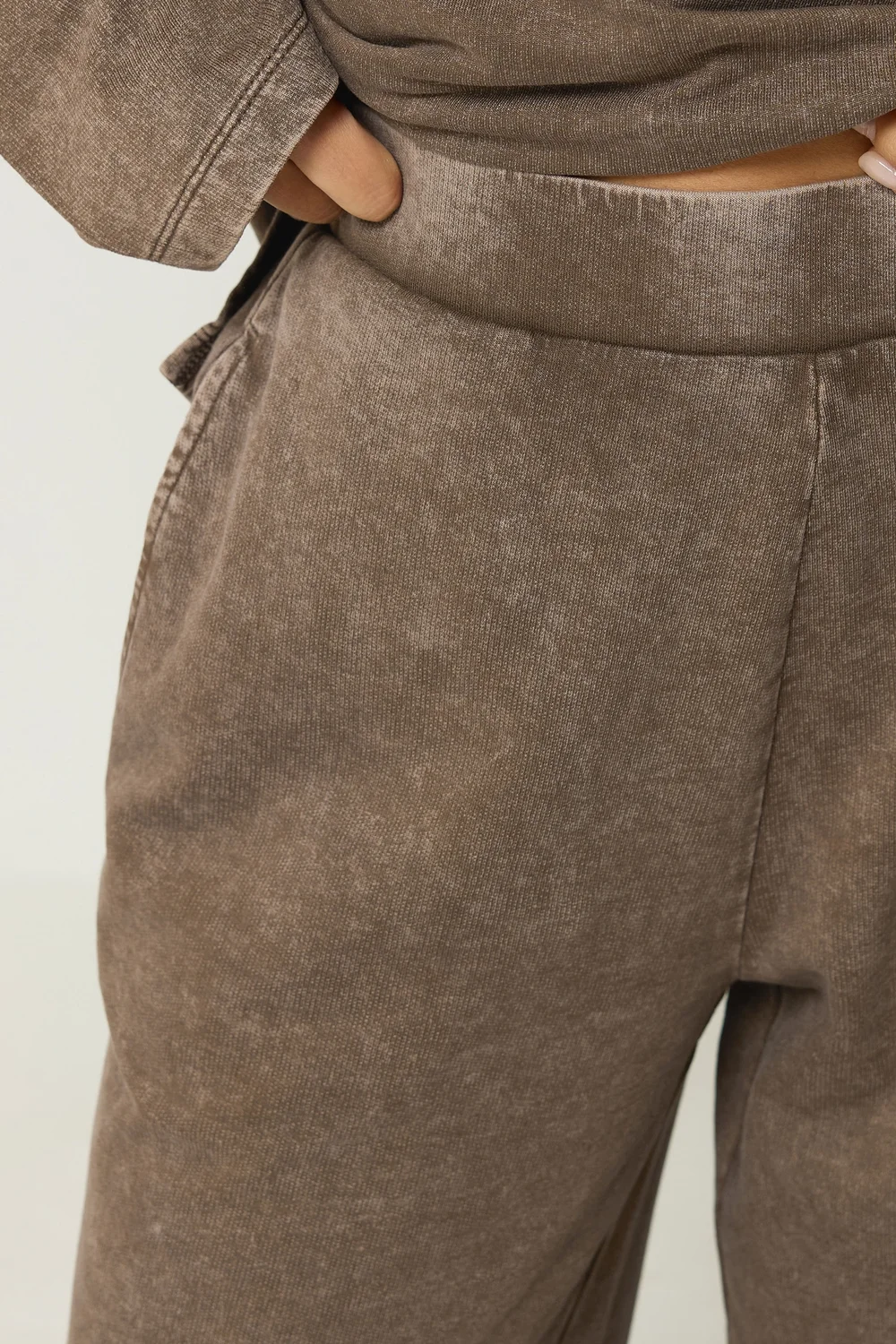 PixieGirl Petite Brown Acid Wash Wide Leg Joggers - 18/l27 Image 4