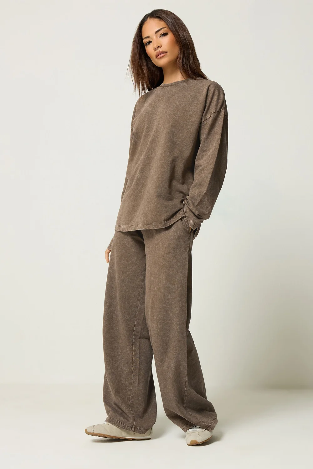 PixieGirl Petite Brown Acid Wash Wide Leg Joggers - 18/l27 Image 2