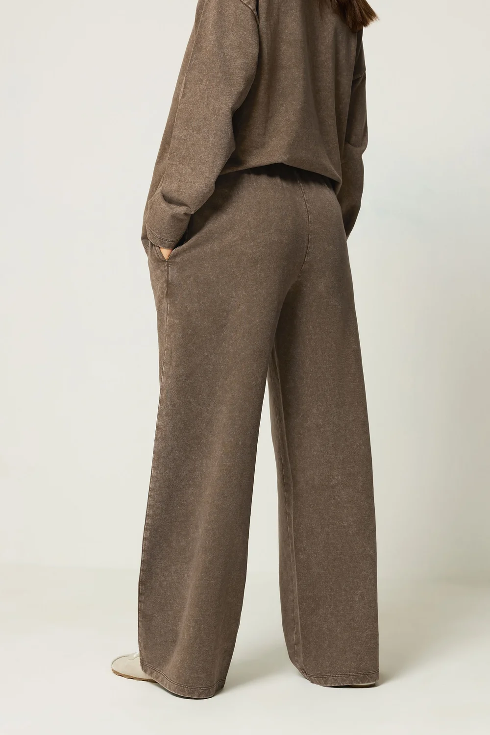 PixieGirl Petite Brown Acid Wash Wide Leg Joggers - 18/l27 Image 3