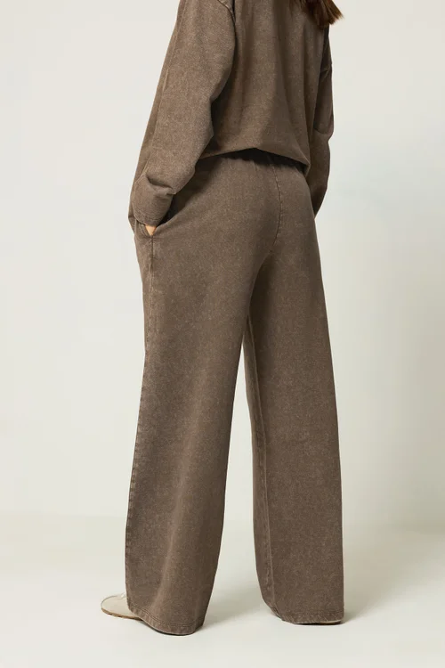 PixieGirl Petite Brown Acid Wash Wide Leg Joggers - 18/l27 Image 3