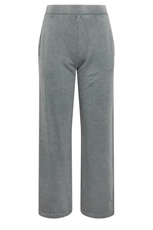 PixieGirl Petite Grey Acid Wash Wide Leg Stretch Joggers - 16/L27 Image 5