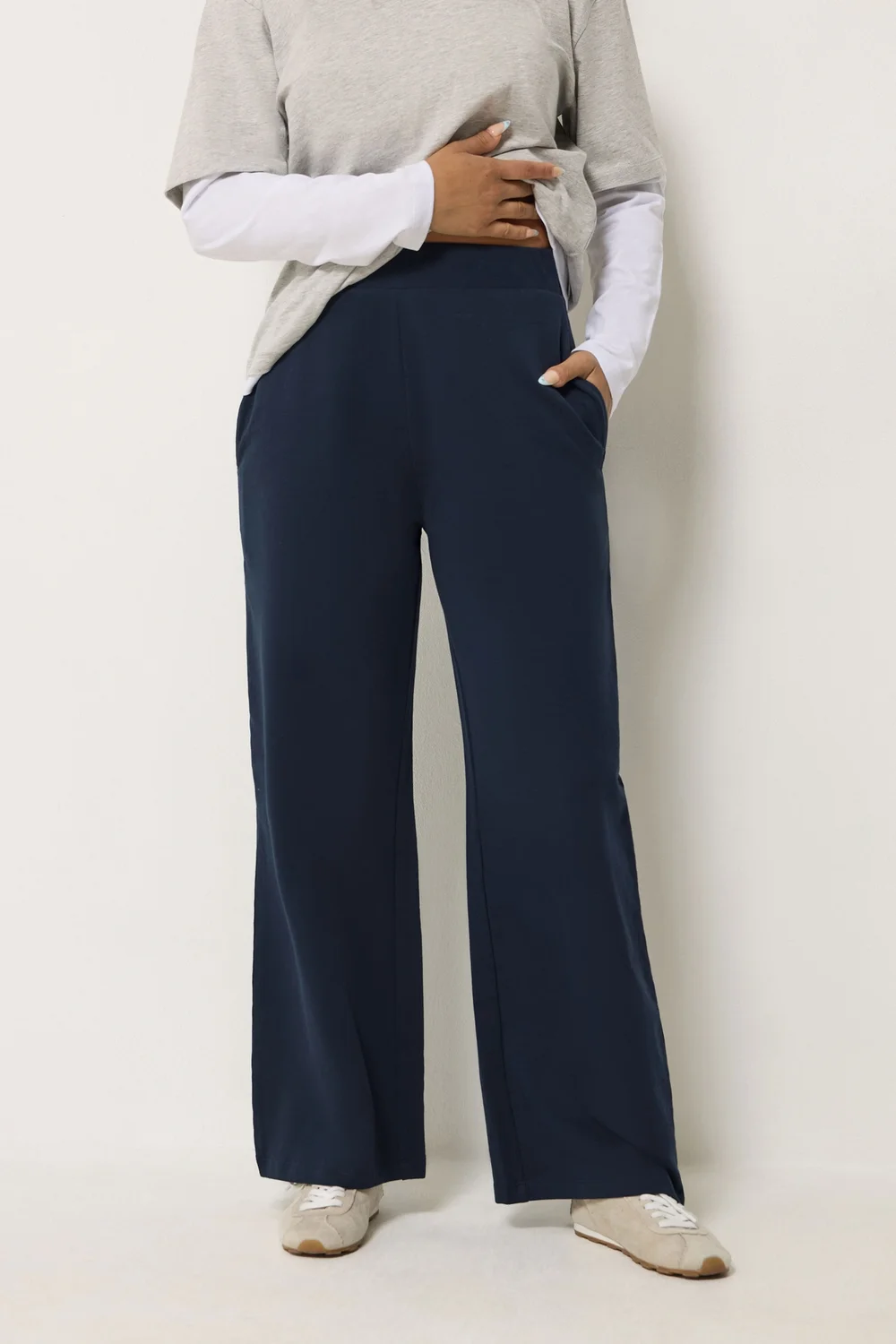 PixieGirl Petite Navy Blue Wide Leg Joggers - 16 Image 2
