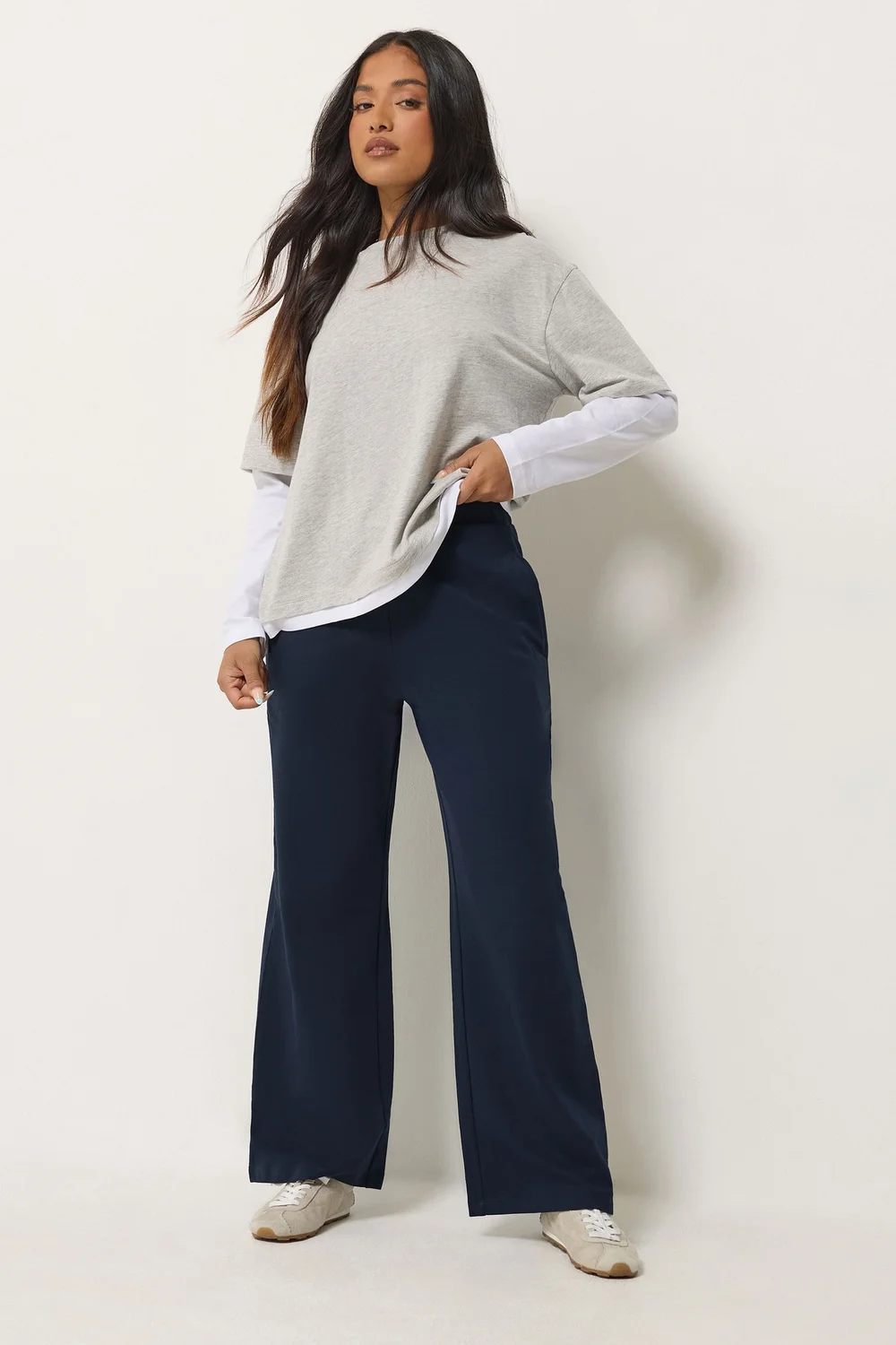 PixieGirl Petite Navy Blue Wide Leg Joggers - 16 Image 1