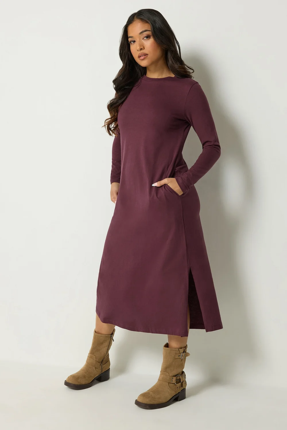 PixieGirl Petite Burgundy Red Long Sleeve Maxi Dress - 14 Image 1