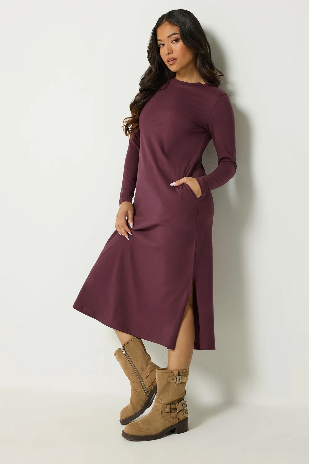 PixieGirl Petite Burgundy Red Long Sleeve Maxi Dress - 14 Image 2