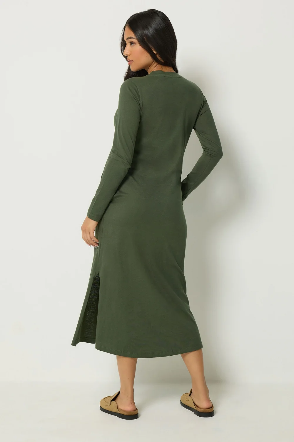 PixieGirl Petite Olive Green Long Sleeve Maxi Dress - 18 Image 3