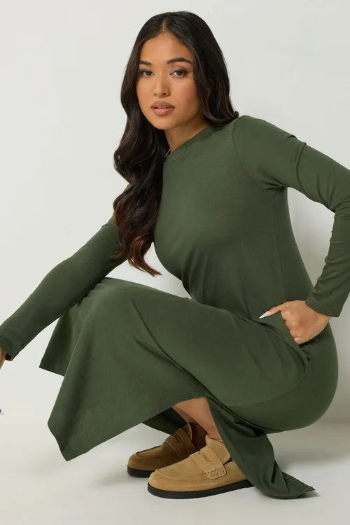 PixieGirl Petite Olive Green Long Sleeve Maxi Dress - 18 Image 2