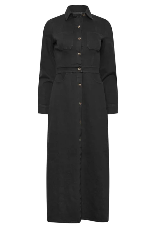 PixieGirl Petite Black Denim Maxi Dress - 6 Image 5