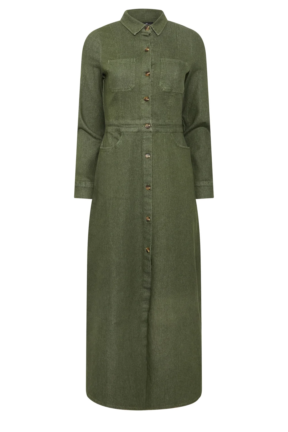 PixieGirl Petite Olive Green Denim Maxi Dress - 18 Image 5