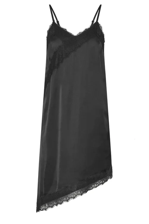 PixieGirl Petite Black Satin Asymmetric Dress - 10 Image 5